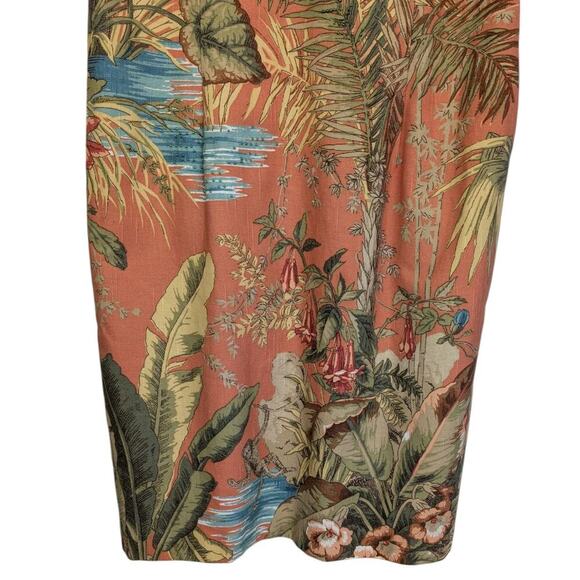 Talbots 12P Orange Tropical Palm Print Hawaaiin Sheath Dress V Neck Seed Beading - Picture 12 of 13